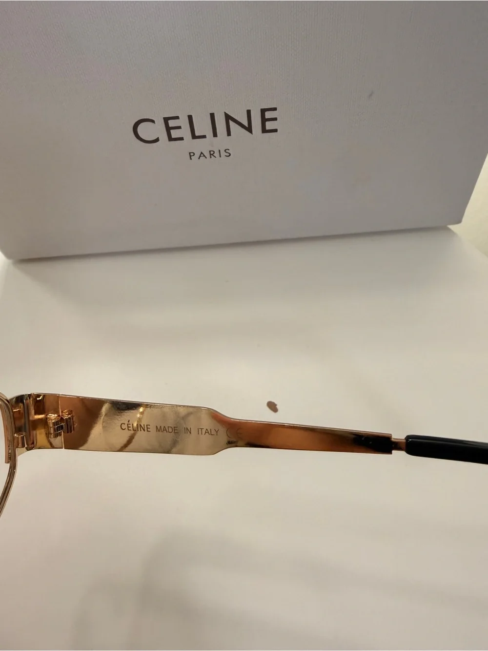 Celine Gold Metal Frame Women's Eyeglasses with Black Temple Tips